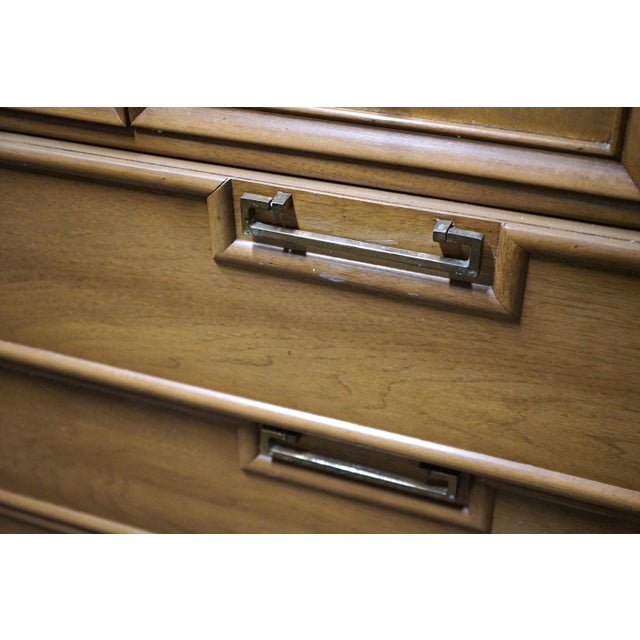 1960s American of Martinsville Mid-Century Highboy Dresser With Chinoiserie Style For Sale - Image 13 of 18