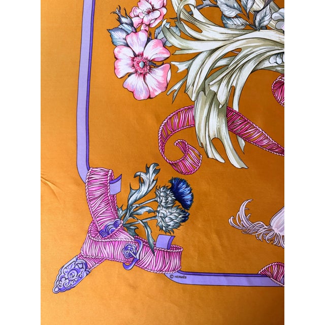 1980s Hermès Regina 1988 Silk Scarf Designed by Menchari Leila For Sale - Image 5 of 12