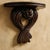 1970s Italian Hand-Carved Dark Wood Wall Bracket Shelf, Old World Scroll Demilune, Made in Italy For Sale - Image 11 of 14
