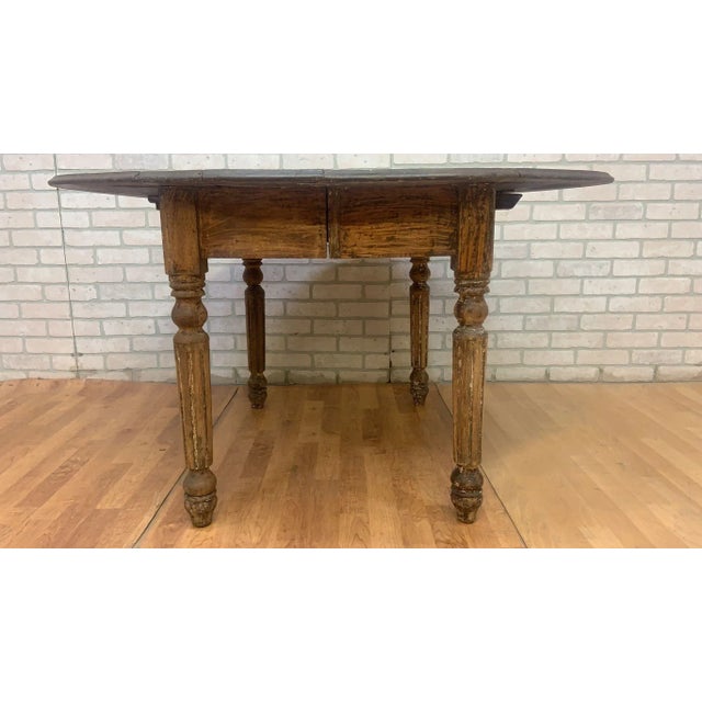 Antique Farmhouse Drop-Leaf Turned Leg Table For Sale - Image 4 of 9