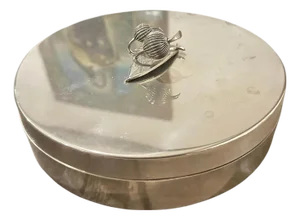 1970s Modern Silver Plated Round Jewelry Box by Renzo Casati Firenze