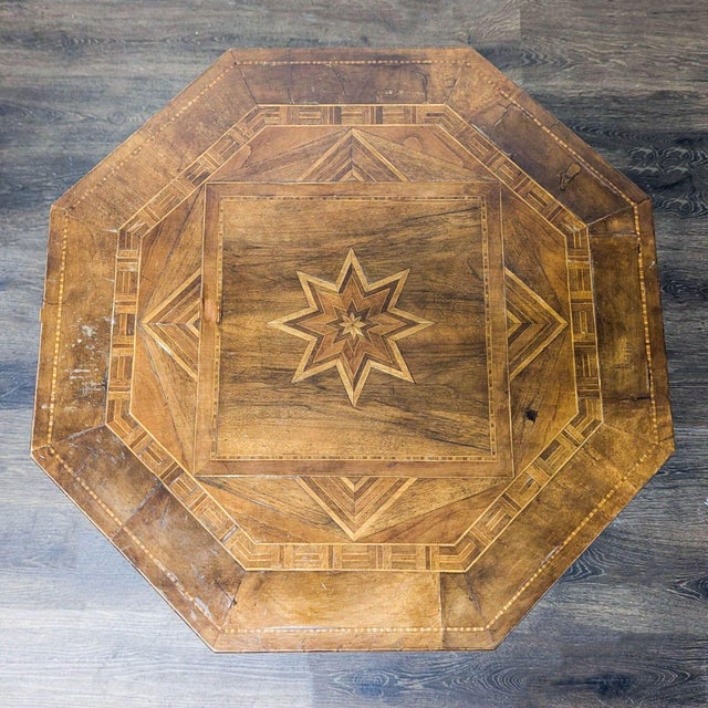 Antique Octagonal Marquetry End Table For Sale - Image 4 of 6