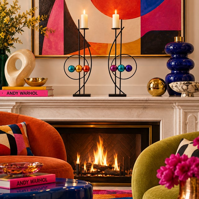 2010s Rick Martin Signed Abstract Modernist Memphis Pop Art Steel Candlesticks Pair For Sale - Image 5 of 14