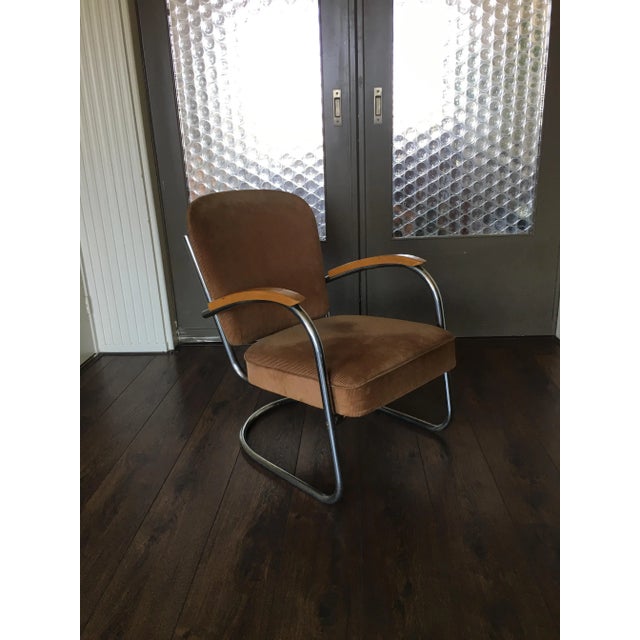 Fabric & Tubular Steel Industrial Model 436 Lounge Chair by Paul Schuitema for D3 Rotterdam, 1930s For Sale - Image 4 of 8