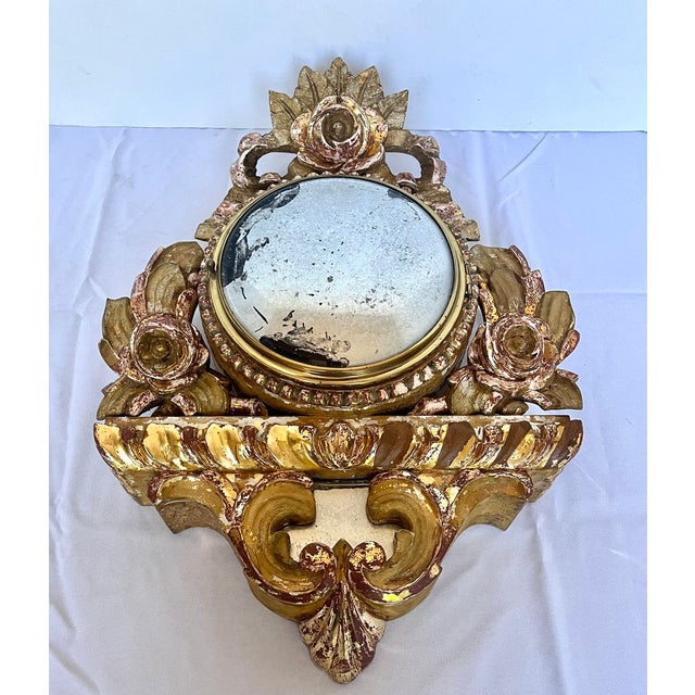 Antique French Gilt Wood Clock Case W/Mirrored Convex Glass Finish For Sale - Image 17 of 18