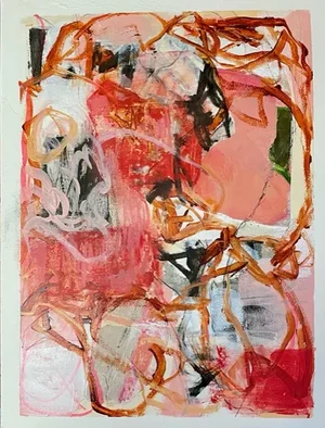 "All Around" Contemporary Abstract Expressionist Mixed-Media Painting