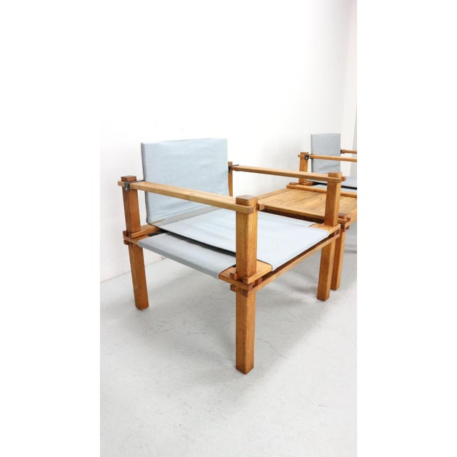 1960s Japandi Safari Armchairs and Table attributed to Gerd Lange, 1965, Set of 3 For Sale - Image 5 of 18