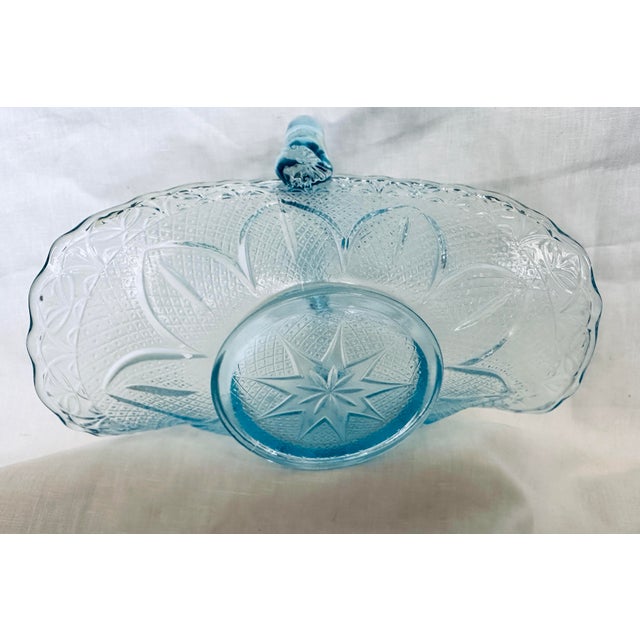 Fenton Art Glass Company Capri by Princess House Light Blue Glass Basket/Trinket Dish For Sale - Image 4 of 6