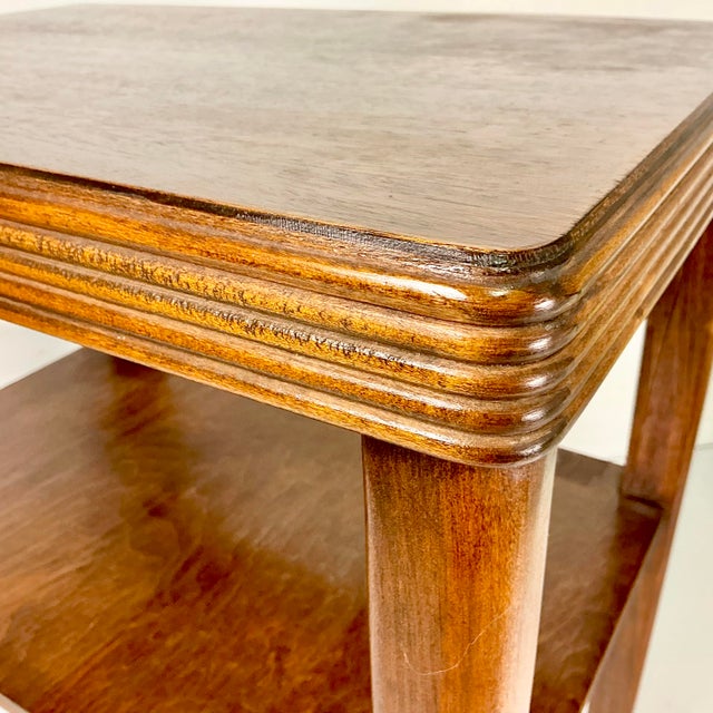 1930 Vintage Boho Chic Art Deco Wood Side Table, 2 Tier. For Sale - Image 15 of 16