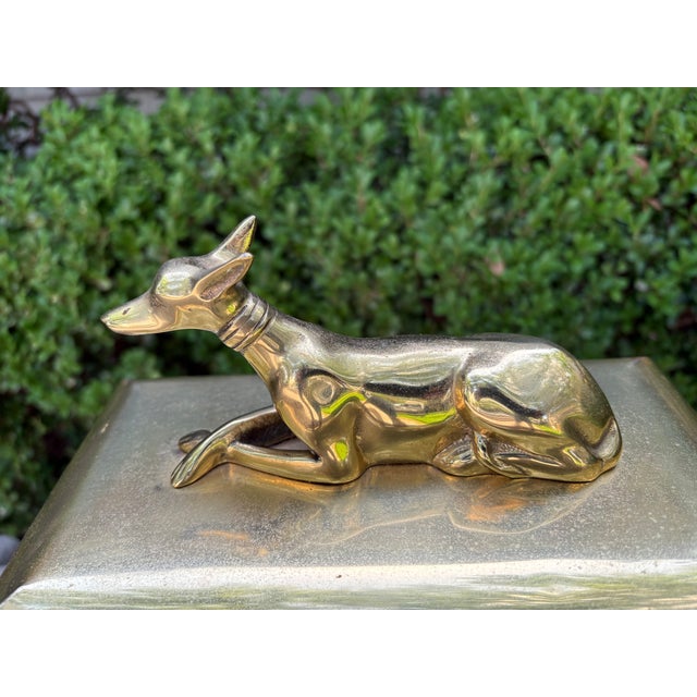 Brass 1980s Chapman Brass Box With Whippet Handles For Sale - Image 8 of 16