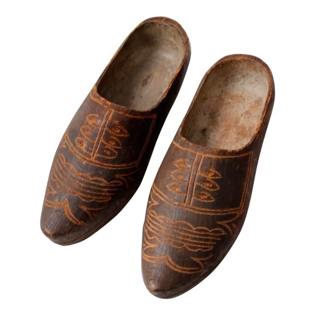 Antique Carved Wooden Clogs Pair For Sale - Image 9 of 9