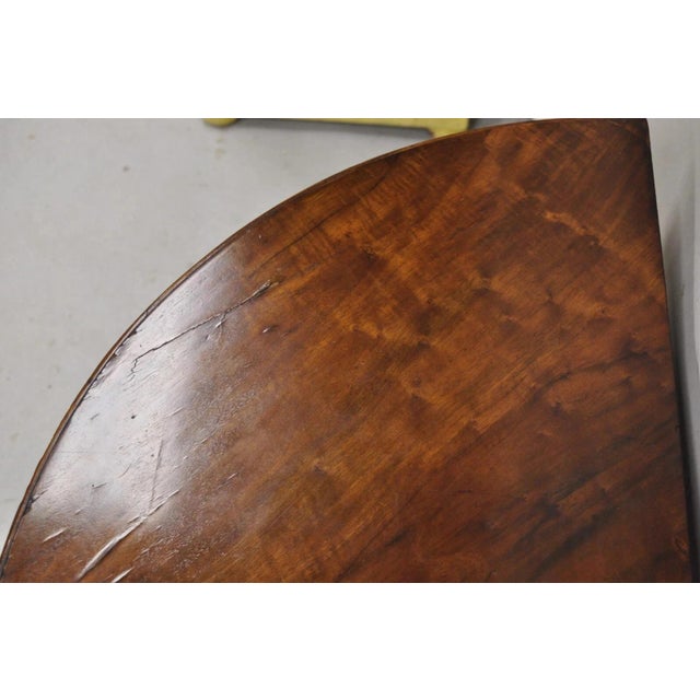 Antique Mahogany Demilune Flip Top Console Game Table With Hidden Drawer For Sale - Image 9 of 13