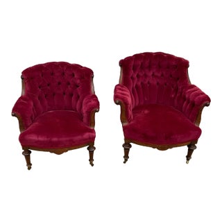 Set of 2 1940s King and Queen Chairs For Sale