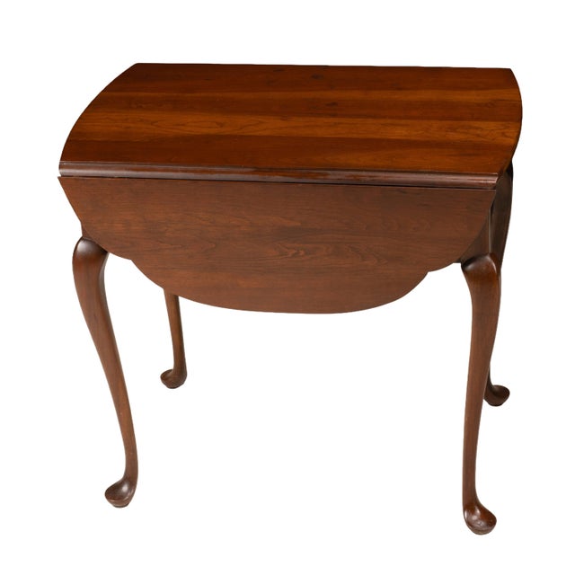 1970s Pair Hitchcock Solid Cherry Drop Leaf Side Tables Queen Anne Style End Tables For Sale - Image 13 of 15