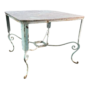 19th Century French Wrought Iron Square Garden Table
