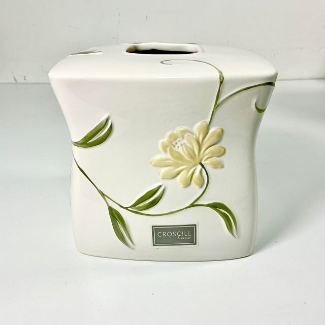 Ceramic 2019 Contemporary Art Nouveau Boho Chic Croscill Penelope Ceramic Tissue Box Cover. For Sale - Image 7 of 10