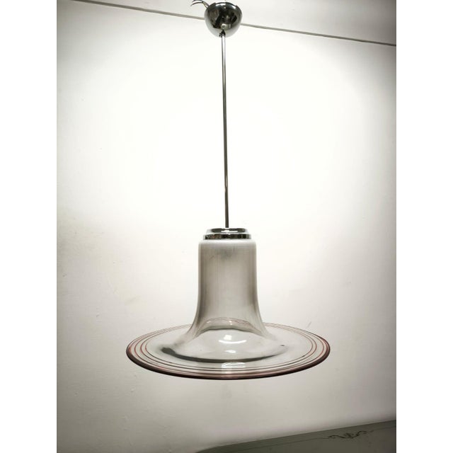 Murano Suspension with Red Stripes, 1970s For Sale - Image 4 of 14