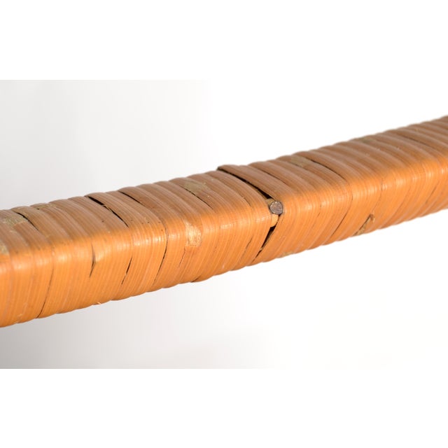 1950s French Bamboo Wicker 2 Wine Bottle Picnic Basket Bohemian Chic Mid-Century For Sale - Image 10 of 16