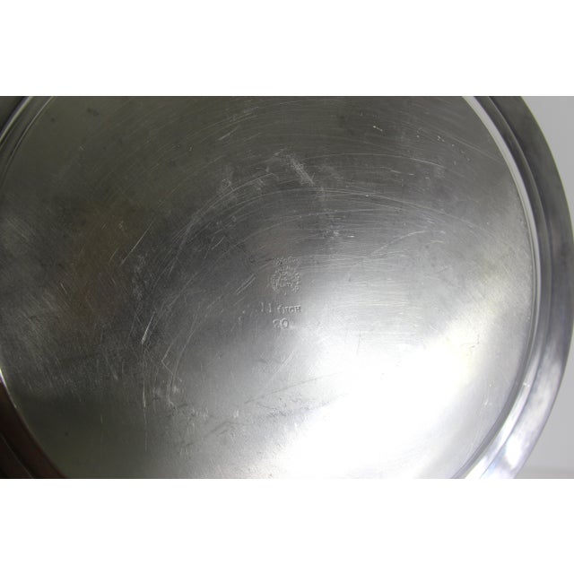 Antique Round 11” Silver Plated Gallery Tray Wide Lip, Embossed Detail Plate Serving Dish, Drinks Simpson Hall Miller & Co Made in Usa For Sale - Image 11 of 11