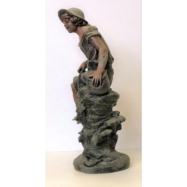 Metal Replica of 19th Century French Artist Auguste Moreau's Sculpture Signed 'Pêcheur' For Sale - Image 7 of 13