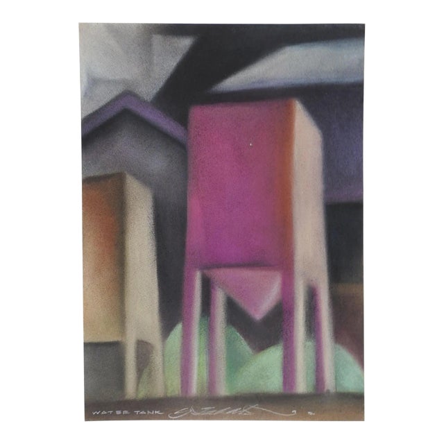 Abstract Architectural Pastel Painting For Sale