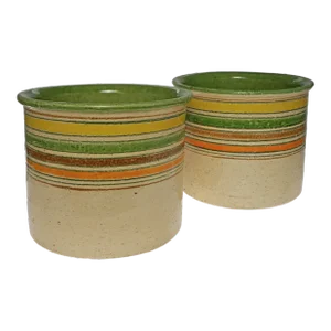 1960s Pair of Bitossi Italian Cachepots for Rosenthal Netter Striped Planters