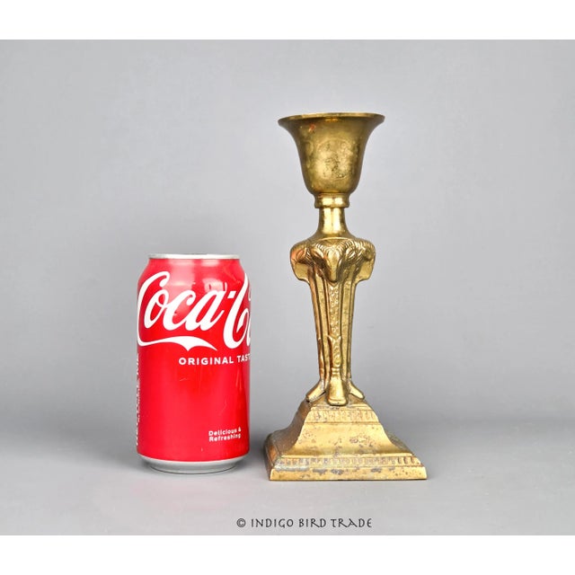 Early 20th Century Art Deco Solid Brass Ram Head Candlestick Holder For Sale - Image 4 of 5