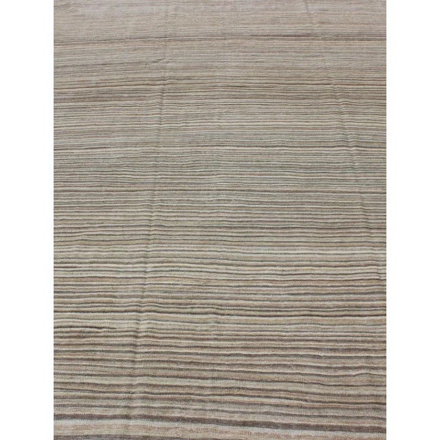 Textile Keivan Woven Arts Modern Kilim With Solid Design in Variation of Gray Tones For Sale - Image 7 of 12