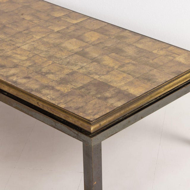 Mid 20th Century Attributed to French Maison Jansen Bronze and Églomisé Coffee Table For Sale - Image 4 of 18