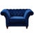 Italian Peyton Sloped Arm Chesterfield Arm Chair - Blue Velvet For Sale - Image 3 of 7