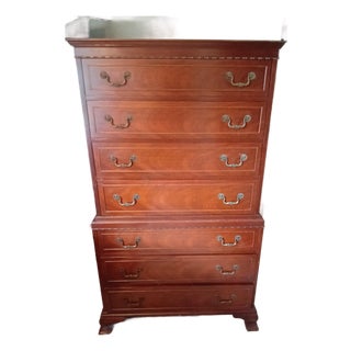 Vintage Runway Chippendale -Style 7 Drawer Tallboy For Sale