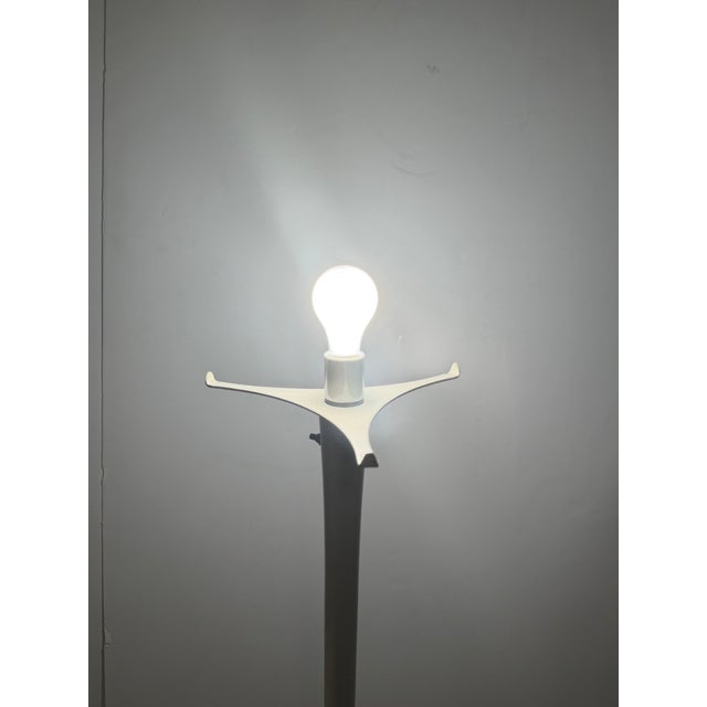 White Midcentury Modern Floor Lamp With Stone Agate & Cement Shade For Sale - Image 8 of 8