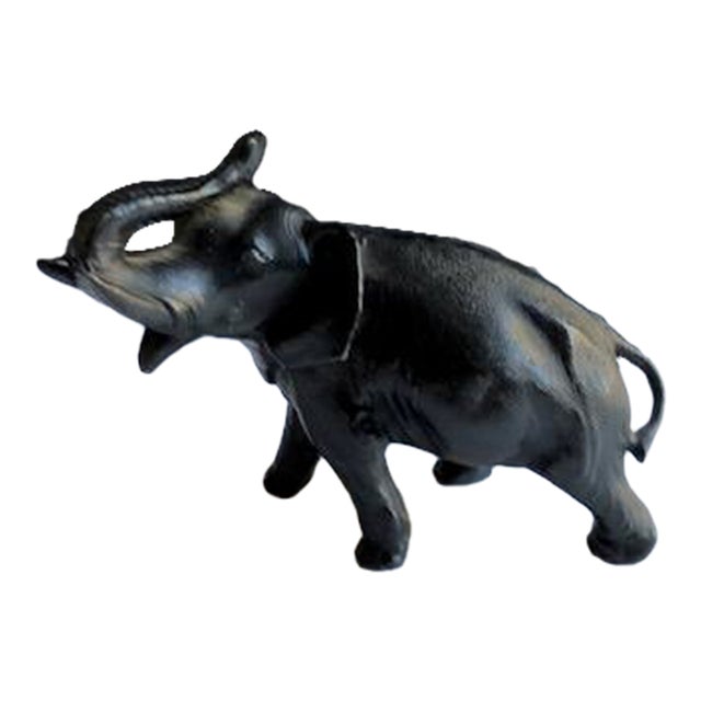 Vintage Mid-20th Century Metal Trumpeting Elephant Figurine Paperweight For Sale