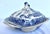 Antique 19th Century English Blue Willow Covered Vegetable Serving Dish With Lion Finial Handle For Sale - Image 9 of 16