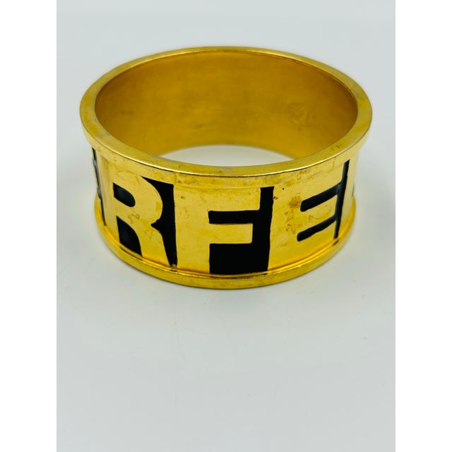 Karl Lagerfeld 90s Heavy Gold-Tone Enameled Bangle Bracelet For Sale - Image 11 of 12