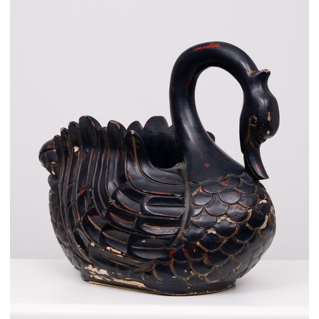 1960s Large Mid-Century Black Wooden Swan, 1960s For Sale - Image 5 of 13