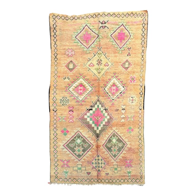 Boho Chic Moroccan Wool Rug For Sale