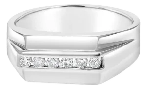 Mens Diamond Wedding Band .23cttw 14k White Gold, Size 13