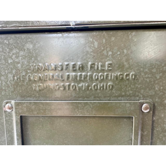 Mid-Century Modern Antique General Fireproofing Steel Transfer File, Industrial Green For Sale - Image 3 of 12
