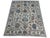 Art Deco Oushak Handmade Wool Rug With Ivory and Blue Floral Pattern For Sale - Image 3 of 5