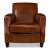 A leather armchair with top-grain Havane brown color leather, with padded cushion and backrest, large nailhead details and...