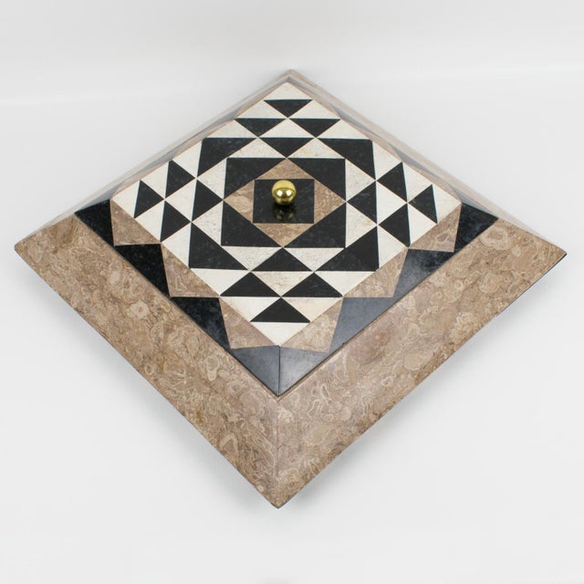 Maitland-Smith Oversized Tessellated Marble Stone Box, circa 1980 For Sale - Image 13 of 16