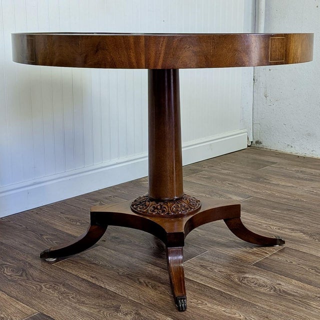 Vintage Regency-Style Drum Table With Leather Top For Sale - Image 10 of 13