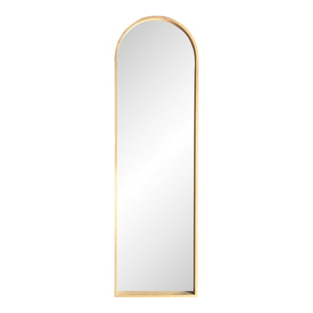 Elegant Arched White Oak Euclid Floor Mirror by Coolican & Company For Sale