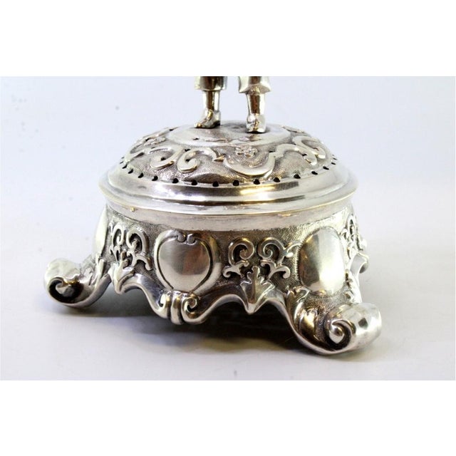 Metal Silver Toothpick Holder with Musician Playing Violin on Raised Plinth For Sale - Image 7 of 10