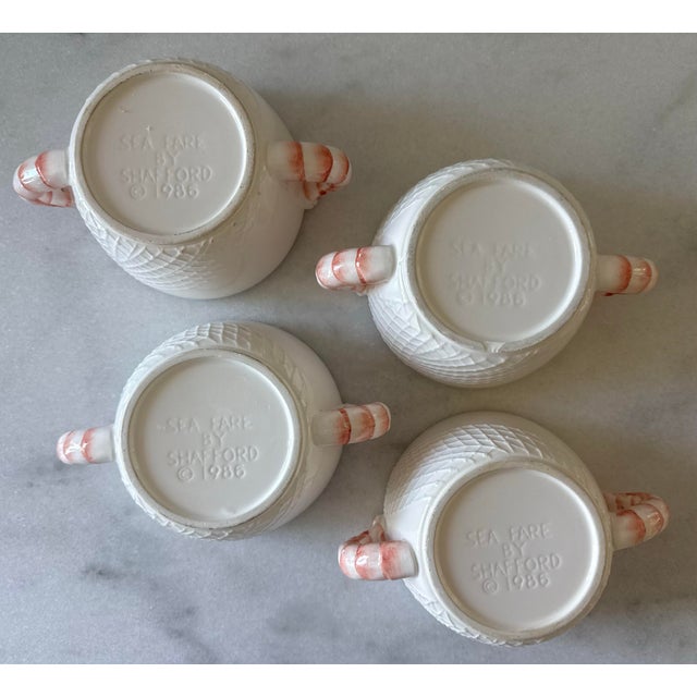 Set of 4 Vintage Coastal Shafford "Sea Fare" Shrimp Tail Bowls, Small Plates and Forks For Sale - Image 12 of 18
