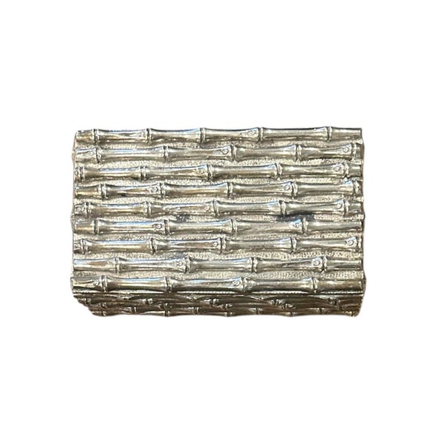 A gorgeous, French silver plated faux bamboo box. Features a rectangular form box with stylized faux bamboo detailing to...
