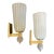 Two 1990s Barovier Style Mid-Century Modern Brass and Murano Glass Wall Sconces For Sale