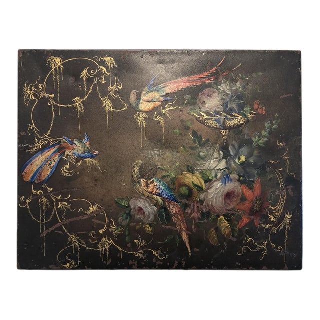 Antique Victorian Japanned Metal Cash Box For Sale