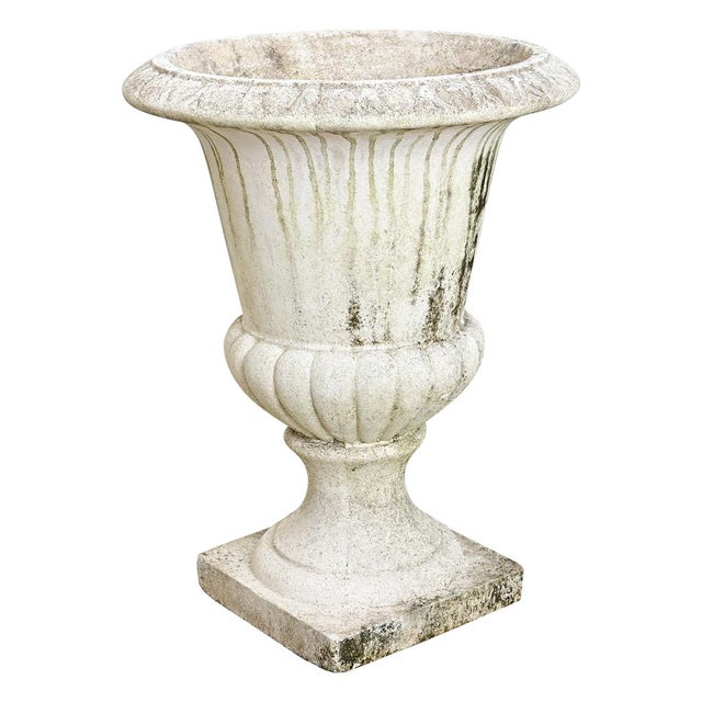 French 20th Century Single Reconstructed Stone Urn For Sale - Image 9 of 9